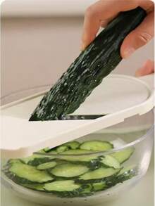 Rebanador/rallador de verduras de cocina, adecuado para cortar en tiras finas col, zanahorias, verduras de ensalada - Blanco - Ver 2