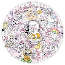 50张粉色艾丝特兔卡通贴纸，韩式装饰玻璃杯日历贴纸 - 彩色 - 查看 6