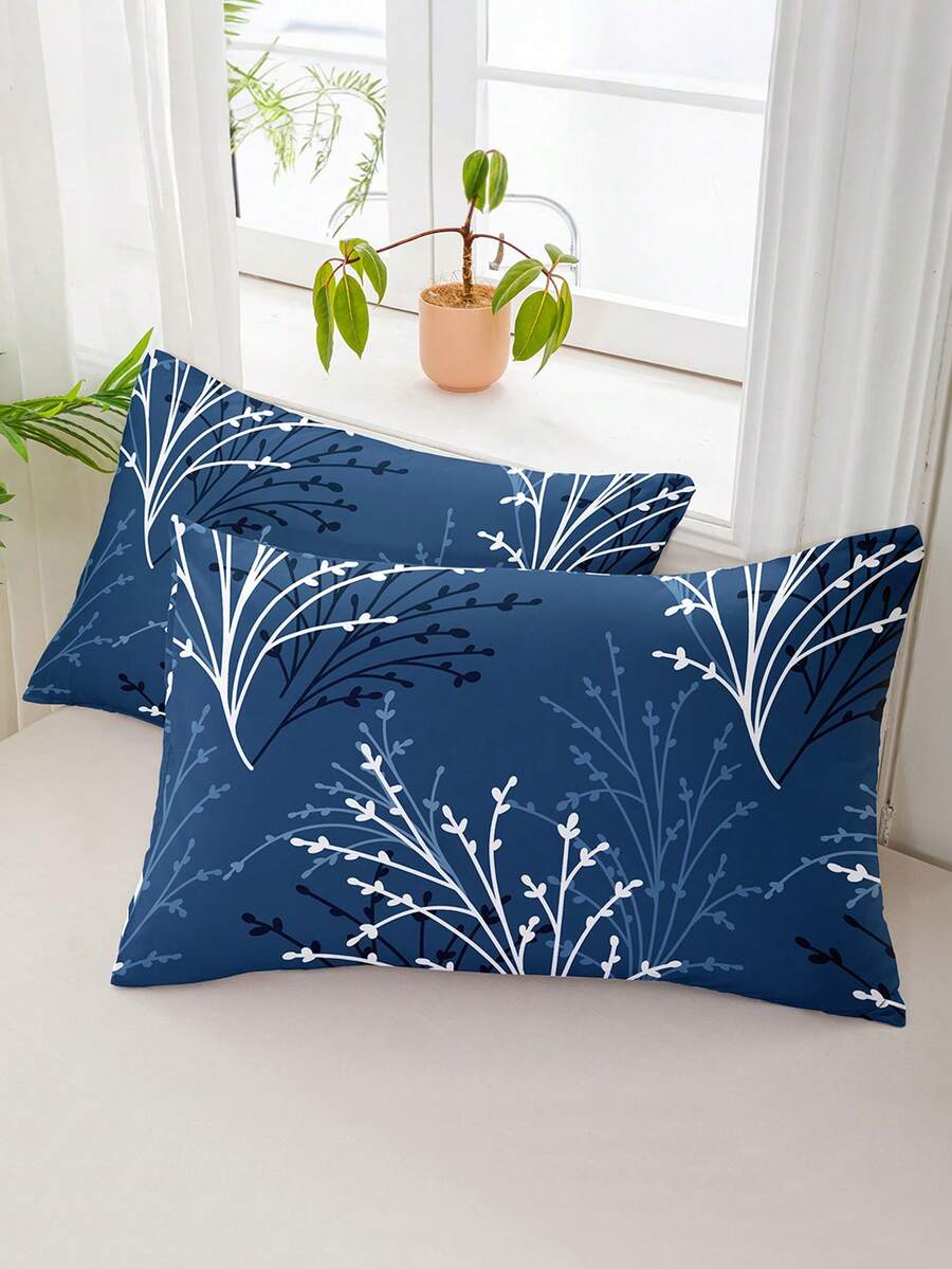1 pièce/2 pièces/4 pièces Taie d'oreiller à motif floral en polyester (insert de coussin non inclus), douce et confortable, convient pour toutes les saisons - Multicolore - Voir 1