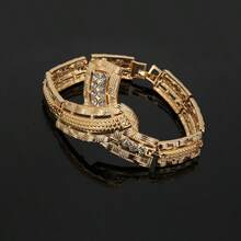 Women's Dubai Gold Jewelry Set: Eid Al-Adha Earrings, Necklace Set, Gold Crystal Decor Jewelry Set 4pcs: Chunky Necklace, Dangle Earrings, Bracelet And Cocktail Ring - Luxury Gift For Weddings, Parties And Formal Occasions - Necklace + Ring + Bracelet + Earrings - View 5