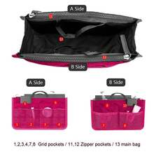 Bolsa de inserción organizadora de maquillaje, bolsa de cosméticos multibolsillo de gran capacidad, bolsa de bolso de viaje multicolor portátil - zafiro - Ver 9