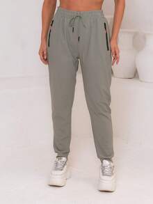 calça femenina   Simples    Nó  Bolso  Cordão - Branco - Visão 5