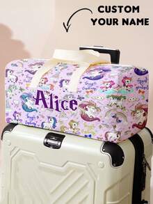 1 Stück personalisierter Namens-Muster Reisekoffer, kann nach Ihrem individuellen Design angepasst werden, geeignet für Kinder und Jugendliche, Mädchen- oder Jungen-Namen für Reise-Gepäck drucken, unverzichtbares Reiseutensil