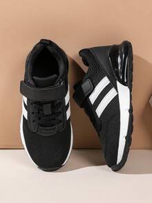 1 para modnych, uniwersalnych, oddychających, siateczkowych butów sportowych dla dzieci, odpowiednich na wiosnę i jesień - Czarne - Zobacz 4