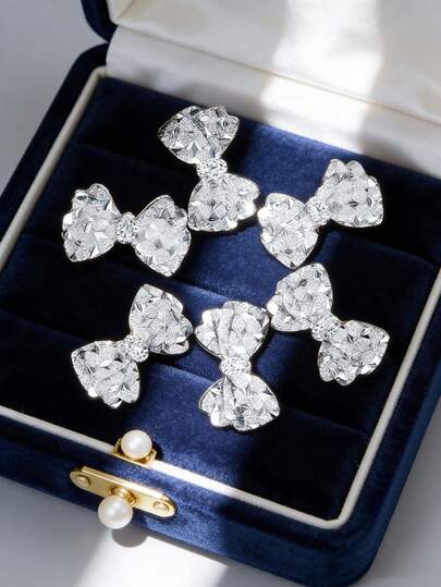 30pcs Mini Resin Silver Bow Knot, Silver Bow Knot Pendant, Mini Bow Decor, Suitable For DIY Hair Clips, Phone Cases, Photo Frames, Wall Decor, Scrapbooking Crafts