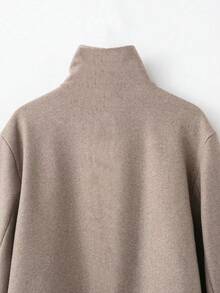 Seelio Autumn/Winter New Women's Fashion Minimalist Stand Collar Camel Wool Coat, Versatile European And American Style - Khaki - View 11