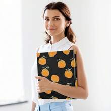 Carpeta impresa de 3 anillos de 1.5 pulgadas, carpeta de anillos en D con bolsillos, carpeta decorativa para la escuela universitaria u oficina, calabazas naranjas, amarillas, negro - talla únicax1 - Ver 6