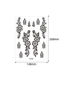 4 miếng dán hình xăm tạm thời chống thấm nước họa tiết hoa henna đen, hình xăm Mandala trên tay, thích hợp cho trang điểm nữ, đám cưới, lễ hội, ngày Valentine, trang phục Hồi giáo, quà tặng dự tiệc. - màu đen - Xem 7