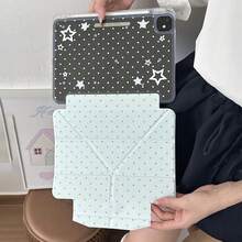 简约蓝色波点星形图案扁平保护套，适用于 iPad、iPad Pro 11/13 英寸、iPad Air、iPad Mini 6 以及 2024/2025 款机型，可爱设计，带 Apple Pencil 插槽 - 薄荷綠 - 查看 6