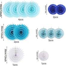 1件/11件/13件装棕色派对装饰品，中性色派对装饰品，空心蜂窝圆形纸扇，乡村风格生日婚礼毕业派对用品，蓝色生日派对装饰品，彩带装饰 - 棕色系紙扇 - 查看 11