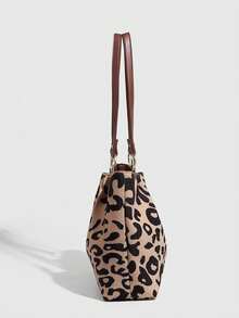 Leopard Print Women's Handbag, Brown Shoulder Tote Bag, Large Capacity, New Autumn/Winter Versatile Casual Shoulder Shopping Bag, Suitable For School And Commute - Khaki - View 7
