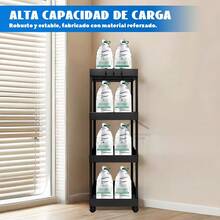 Carrito organizador con ruedas, estante de almacenamiento multiusos con ganchos, carrito auxiliar de cocina/baño/oficina, organizador para despensa - Negro - Ver 5