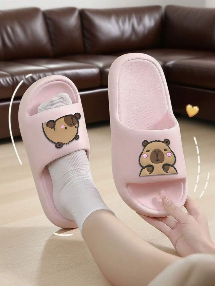 All-Season New Fashion Minimalist Niche Unisex Home Slippers, Daily Casual Versatile. Thick Sole Breathable Soft Comfortable. Bathroom Specific - Pink - View 4
