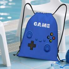 Mochila con cordón con diseño de fútbol de dibujos animados - Mochila estilo bohemio, bolsa de gimnasio con tema de juego, plegable y fácil de almacenar, diseño con cordón, bolsa de natación, ligera, gran capacidad, puede guardar zapatos, bolsa deportiva