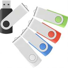 Enfain Unidad Flash USB de 4 GB, Paquete de 5 Unidades de Memoria, Unidades de Salto, Negro/Azul/Blanco/Rojo/Verde (4 GB, Multicolor, 5 Unidades) - Negro - - Ver 1