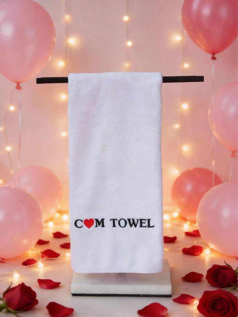 1条12英寸超柔软超细纤维红色爱心刺绣趣味创意手巾，幽默成人礼物，适合送给女友/妻子，也适合情人节、结婚纪念日、搞怪礼物、单身派对、浴室装饰、圣诞节装饰等场合。 - 白色 - 查看 1