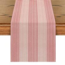 1件亚麻质感桌旗，现代客厅/餐厅桌垫，可水洗，适用于厨房、餐桌、派对、婚礼装饰，复古风格，也适用于玄关、家庭聚会、咖啡桌、客厅等场所。 - 粉色 - 查看 11