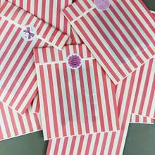 10PCS/20PCS/50PCS Pink And White Striped Gift Wrapping Paper Bags, Thickened Gift Packaging Bags, DIY Decorative Gift Paper Bags, No Stickers - Multicolor - View 5