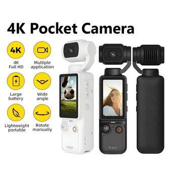 Kieszonkowa kamera 4K o wysokiej rozdzielczości z wyświetlaczem 1,9" i obrotem o 180° – obsługuje nagrywanie wideo w rozdzielczości 4K, obsługuje kartę SD 32 GB, ładuje przez USB-C, cyfrową stabilizację obrazu, autofokus, nadaje się do uprawiania sportów na świeżym powietrzu, nagrywania wideo, podróży i nie tylko – przenośna kamera do vlogowania