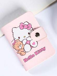 Sanrio Porta-cartões Hello Kitty em couro PU - Carteira organizadora de cartões - Fofa e compacta, ideal para uso diário, comporta cartões de transporte, cartões de crédito, presente perfeito para o Dia das Mães.