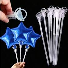 10/20/30 Peças Mini Varas Plásticas para Balões, Suportes de Copo para Decorações de Balões de Casamento, Aniversário e Chá de Bebê, Acessórios para Balões - Transparente - Visão 9