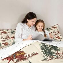 Wild West Comforter Set Queen SizeHorse Carriage Bedding Set 3Pcs For Girls Boys Adults Room Decor Mountain Trees Down Comforter Rustic Style Duvet Insert 2 Pillowcases - Color032 - View 7