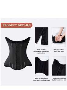 Women's Adjustable Waist Trainer - Breathable Nylon Material, Size XS-XL, Shaping Accessory/Compression Design/Hook & Eye Closure, Waist Training, Abdominal Slimming - Black - View 7
