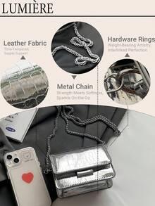 Funky Crocodile Embossed Chain PU Mini Fashion Crossbody Bag, Flap Shoulder Bag, Women's Stylish Handbag & Purse,Classic Square Women's Hand-Held Crossbody Bag, Suitable For Offices, Universities, Work, Business, Commuting, Outdoor Activities, Travel, And Outings,Secret Santa Gifts For Women - 彩色 - 查看 9