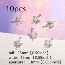 10/20/30pcs Gold And Silver Maple Leaf Pendant Bracelet, Necklace, Earrings, Pendant, Beaded Bracelet, DIY Jewelry Accessories - Multicolor - View 3