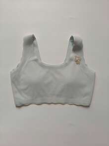 4pcs/Set Girls' Seamless Sports Bras With Pads - Comfortable Breathable Invisible Design, Available In White, Blue And Beige, Suitable For 8-16 Years Old Girls, Suitable For School, Casual And Sports Wear