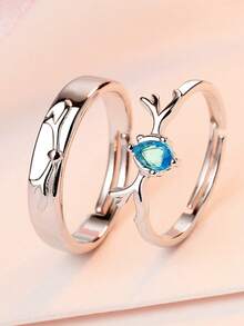 两件套皇冠式开口永恒戒指套装——婚礼、情人节或任何特殊场合的完美之选