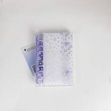 A6尺寸透明星光闪光便携式活页夹，透明贴纸，薄贴纸，照片收纳袋，相册计划本，笔记本办公用品。 - 彩色 - 查看 13