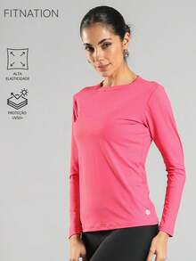 FITNATION Women's Long-Sleeved T-Shirt With UV50 Sun Protection - Rosa - View 2
