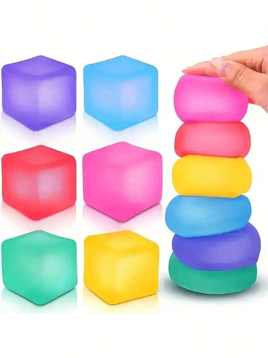 Juguete de estrés para adultos, juguete sensorial para ayudarte a relajarte. Este juguete de alivio del estrés y relajación con forma de cubo de hielo puede ayudarte a aliviar la tensión, el aburrimiento o la emoción. Este juguete viene en colores rosa, morado y azul, lo que lo convierte en un gran regalo para tu cumpleaños.