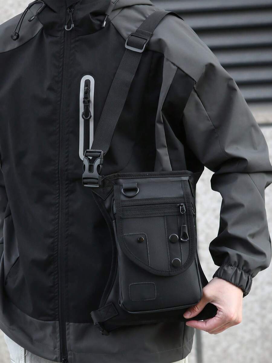 男士牛津布大腿包 时尚臀包 腰包 大腿包 臀包 多功能骑行男士单肩斜挎包 情人节 - 黑色 - 查看 1