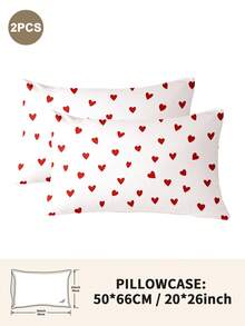 1pc/2pcs/4pcs Polyester Heart Pattern Pillowcase (Pillow Insert Not Included), Soft & Comfortable, Suitable For All Seasons - Multicolor - View 39