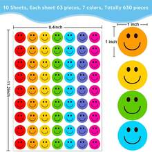630pcs/10sheets Happy Smiling Face Self-Adhesive Stickers, Teacher Reward Stickers, Colorful Mini Motivational Stickers - Happy Times - View 8