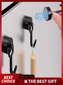 Strong Magnetic Hooks For Kitchen & Refrigerator, No Drilling Required, No Trace Left, Suitable For Magnetic Rotating Hooks On Entrance And Security Doors - Multicolor - View 2