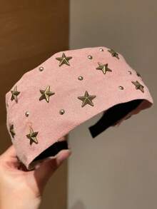 1件装女士时尚高端星形装饰宽边发箍，适合日常休闲百搭，可遮盖白发、洗脸、打造高髻、分叉发型，可作为女友礼物，时尚日常、居家、护肤发箍，四季皆宜，情人节礼物、狂欢节礼物，发箍、发圈、美发家居饰品 - 彩色 - 查看 8