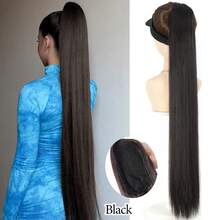 Long Straight Drawstring Ponytail Extensions Black Brown Blonde 34/36inch Long Fake Pony Tail Natural Soft Clip In Hairtail Extension Synthetic Heat Resistant Ponytail Hairpiece For Women Daily Wear ﻿1pc - Multicolor - View 12