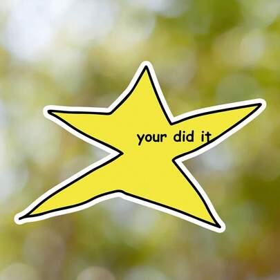 5pcs "You Did It" Star Sticker Decals, Funny Expression Star Water Bottle Stickers, Motivational, Positive, Die-Cut Waterproof Vinyl Stickers For Water Bottles, Tumblers, Phone Cases, Laptops, Cars | Ideal Gift For Book Lovers And Readers, Suitable For Back To School, Book Lovers, Art, Painting, Vase Decor, Work Humor Gifts Or Motivational Reminders.