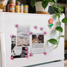 12PCS Refrigerator Magnets Pink Magnets For Fridge 0.83in Small Heart Cute Decorative Magnet Set For Home Kitchen Office Whiteboard Decor - Pink - View 4