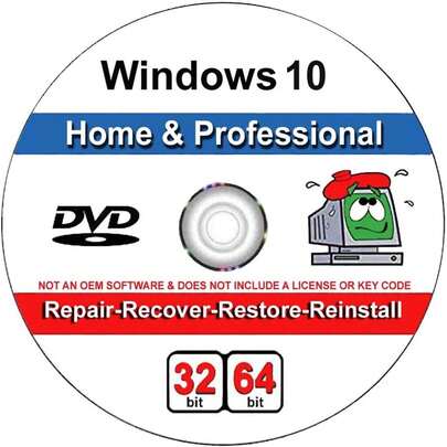 Compatible With Windows 10 Home And Professional 32/64 Bit Repair, Install, Recover & Restore DVD
