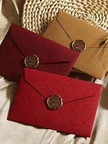 10pcs Envelopes, Office Envelopes, Wedding Invitation Cards, Western Business Invitation Letters, Holiday Gifts, Party Decoration Envelopes, Multi-Style & Multi-Color Wool-Like Texture, DIY Handmade Storage, Solid Color Invitations - Multicolor - View 2