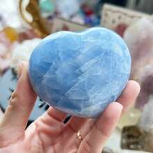Natural Blue Heart-Shaped Stone Ornament, Suitable For Home Daily, Office, Study And Other Multi Scene Decoration, Also A Holiday Gift For Family And Friends On Christmas And Thanksgiving - 藍色 - 查看 9