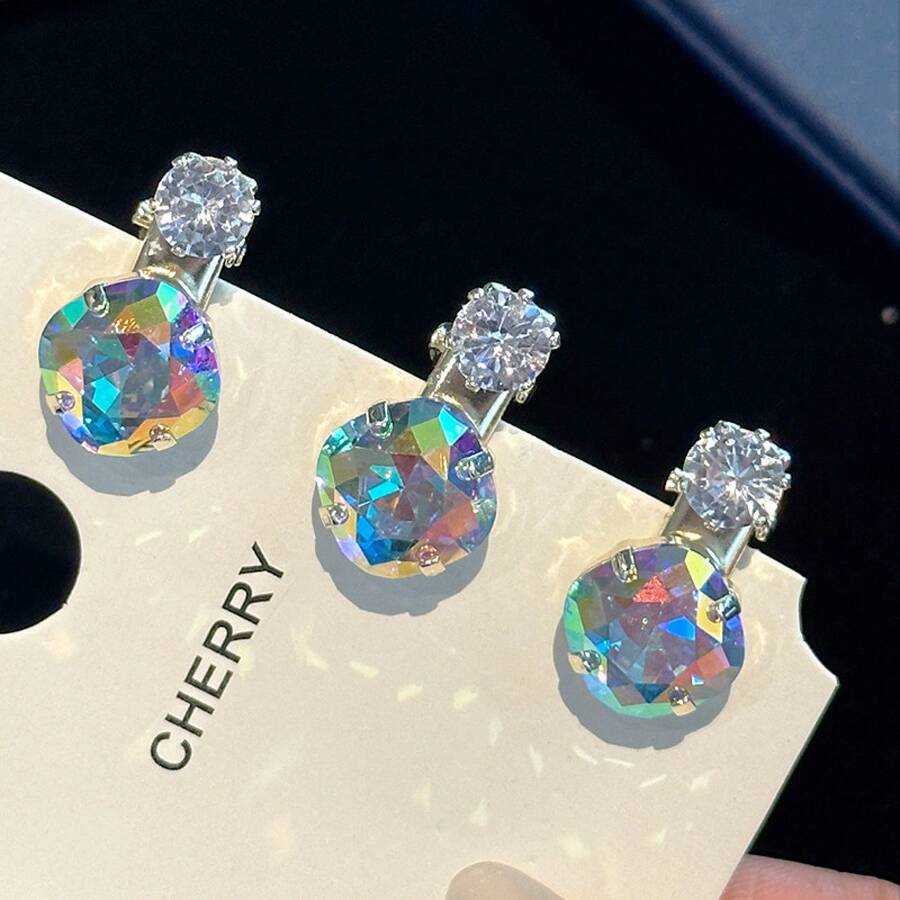 1pc Crystal Super Small Beanie Hair Clip Mini Duckbill Clip Press Clip Side Clip Hairpin Hair Accessories Headwear - Hồng - Xem 1