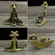 Exquisito soporte de incienso de rana de metal estilo kung fu, figura decorativa de rana para meditación, adecuado para usar durante la yoga, la meditación, el sueño y el descanso. Un delicado artículo decorativo de escritorio. - Multicolor - Ver 10