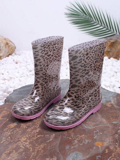 1 Pair New Kids Mid-Calf Rain Boots, Cute Cartoon Children's Water Shoes, Boys/Girls Elementary School Students Fresh Style Mid-Calf Rain Boots, Sturdy For Rainy Days Outdoor & Campus