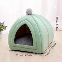 Yajuyi Cama para Gatos, casa para Dormir, Cueva cálida, Perrera para Perros, cojín Suave para Interiores, Tienda Cerrada, cabañas, sofá para Mascotas, Gatos, Verde - Azul verdoso - Ver 4