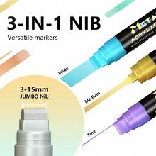 Bộ bút vẽ màu acrylic đầu rộng 15mm - Màu sắc sống động | Độ che phủ cao, dung tích mực lớn và khả năng chồng lớp màu cho tranh graffiti và nghệ thuật táo bạo, bộ bút vẽ màu. - Nhiều màu - Xem 3
